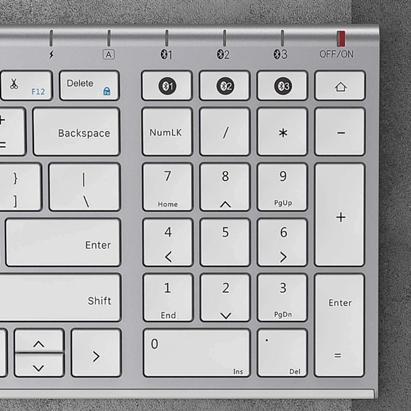 iCleverMulti device  IC-GK03 Bluetooth wireless keyboard. White/Silver - Picture 7 of 16
